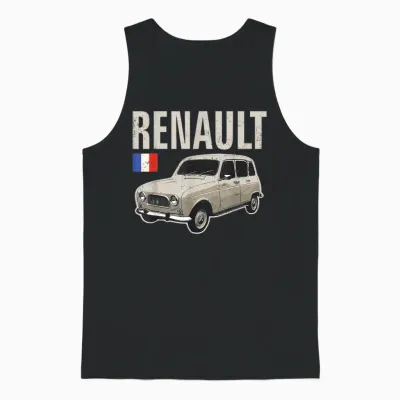 Renault 4 Voiture Française Vintage Classique Rétro Unisex Tank Top - Black