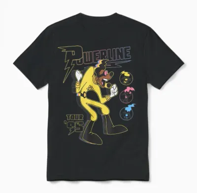 Disney a Goofy Movie Powerline Tour '95 Retro Neon Unisex T-Shirt - Black