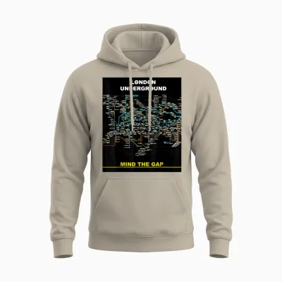 London Underground Mind the Gap Map England Großbritannien Zug Tube Unisex Hoodie - Sand