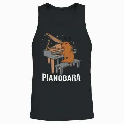 Capybara Piano Player Kids Music Lover Pianist Unisex Tank Top - Black