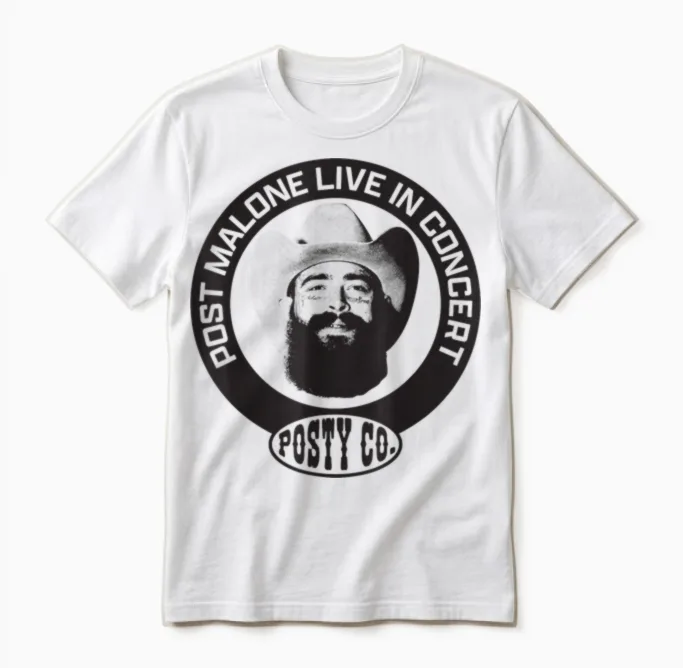 Official Post Malone Live in Concert Unisex T-Shirt in White