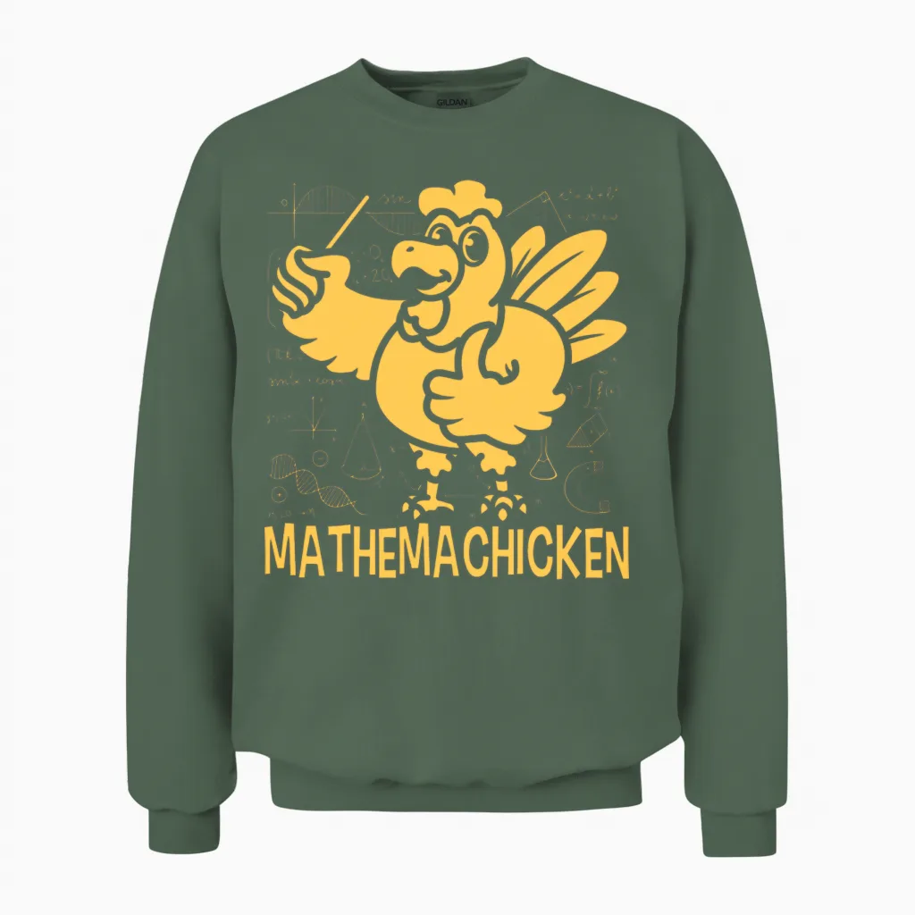 Mathemachicken Funny Math Unisex Sweatshirt in Military Green