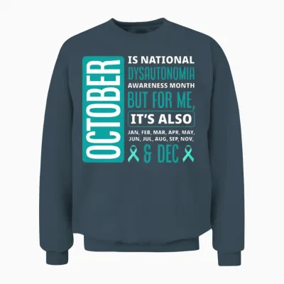 October Is Dysautonomia Pots Awareness Unisex Sweatshirt - Dark Heather