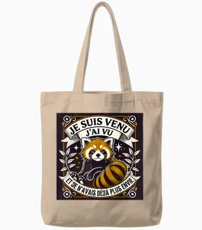 Red Panda Funny Panda Red T-Shirt, Black, S Tote Bags - Natural