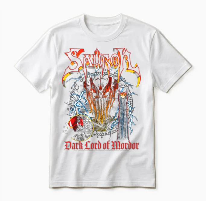 Lord of the Rings: Fellowship of the Ring Heavy Metal Sauron Unisex T-Shirt in White