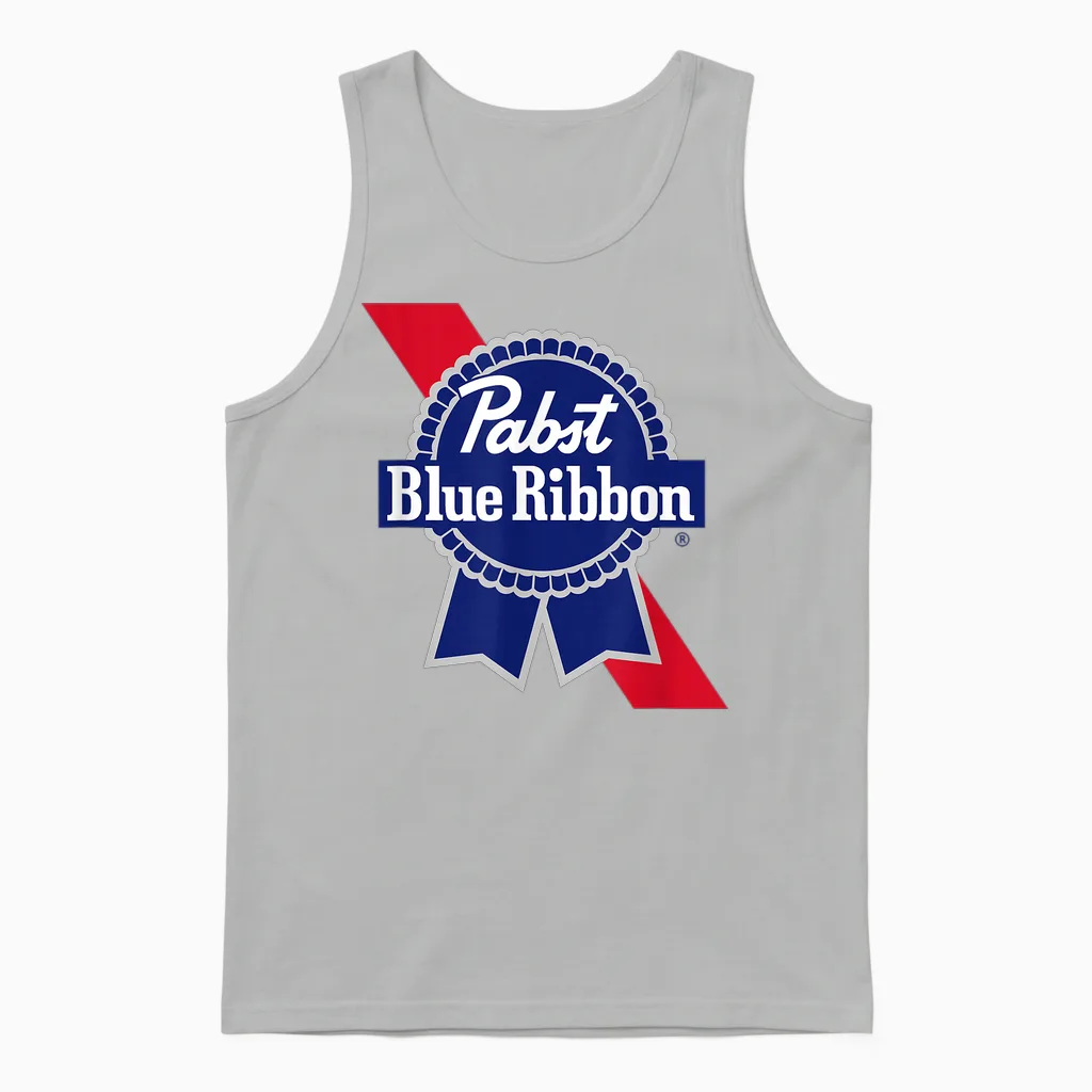 Pabst Crest and Ribbon Licensed Logo Unisex Tank Top in Ash