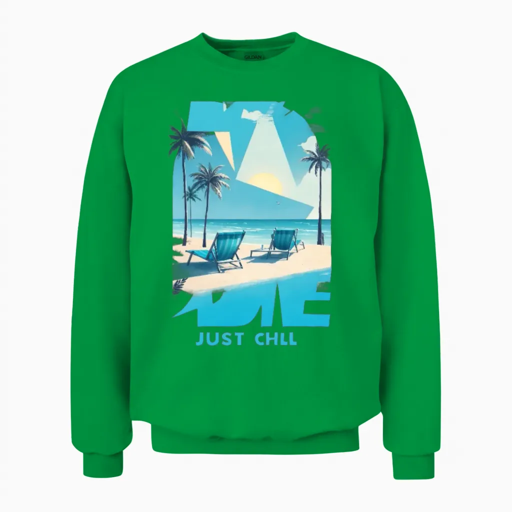 Just Chill Retro V4 Unisex Sweatshirt in Irish Green