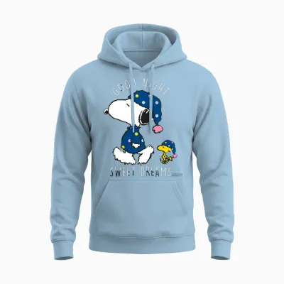 Peanuts Snoopy Woodstock Bonne Nuit, Doux Rêves Classiques T-Shirt Haut De Gamme Unisex Hoodie - Light Blue