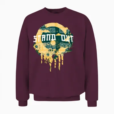 Retro Style Japanese Design Unisex Sweatshirt - Maroon