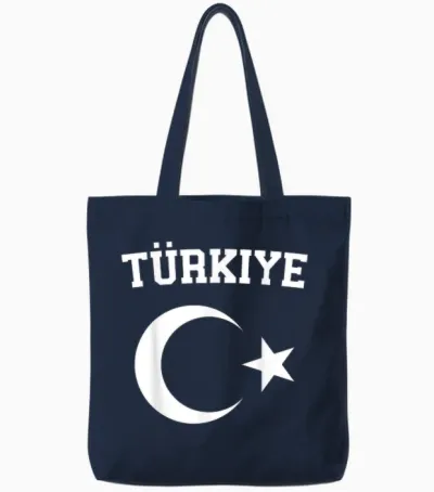 Turkish Flag Türkiye Bayragi Crescent Moon and Star Turkey T-Shirt, Red, S Tote Bags - Navy