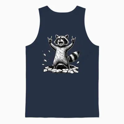 Rocking Raccoon Music Rock Cool Devil Horns Greetings Devil Unisex Tank Top - Navy