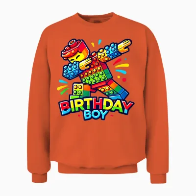 Boys Birthday Bricks Dabbing Master Builder Unisex Sweatshirt - Orange
