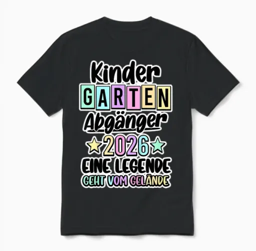 Kinder Kita Abgänger 2026 Kindergarten Geschafft Unisex T-Shirt in Black
