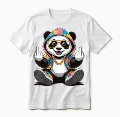 Cool & Funny Panda Design Humor Middle Finger Unisex T-Shirt - White