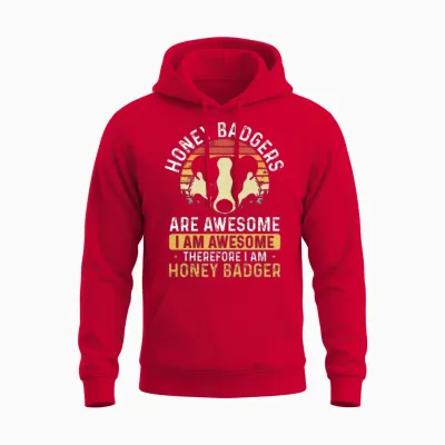 Retro Honey Badger Are Awesome Unisex Hoodie - Red