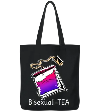Bisexualitea Funny Bisexual Tea Bag Bi Pride Color Tote Bags - Black