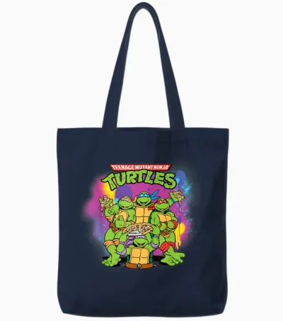 Mademark X Teenage Mutant Ninja Turtles - Original Teenage Mutant Ninja Turtles Colorful Painted Tote Bags - Navy