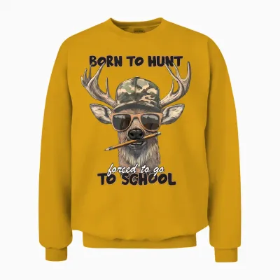 Forced to Go to School Deer Hunting Boy Camo Unisex Sweatshirt - Gold