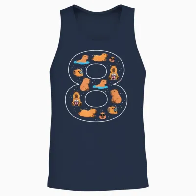 8. Geburtstag 8 Jahre Alt Capybara Jungen Mädchen Tier Unisex Tank Top - Navy