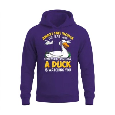 Duck Ducks Funny Anatidaephobia Fear Gift Unisex Hoodie - Purple