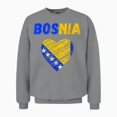 Bosnien-Flagge, Urlaub, Bosnien-Herz, Bosnien-Flagge Unisex Sweatshirt - Sport Grey