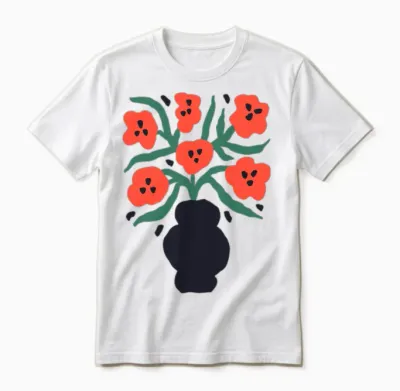 Vibrant Floral Vase Artwork Unisex T-Shirt - White