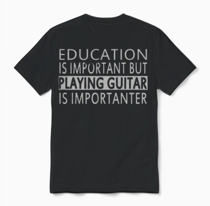 Player Guitar Funny Unisex T-Shirt in Black
