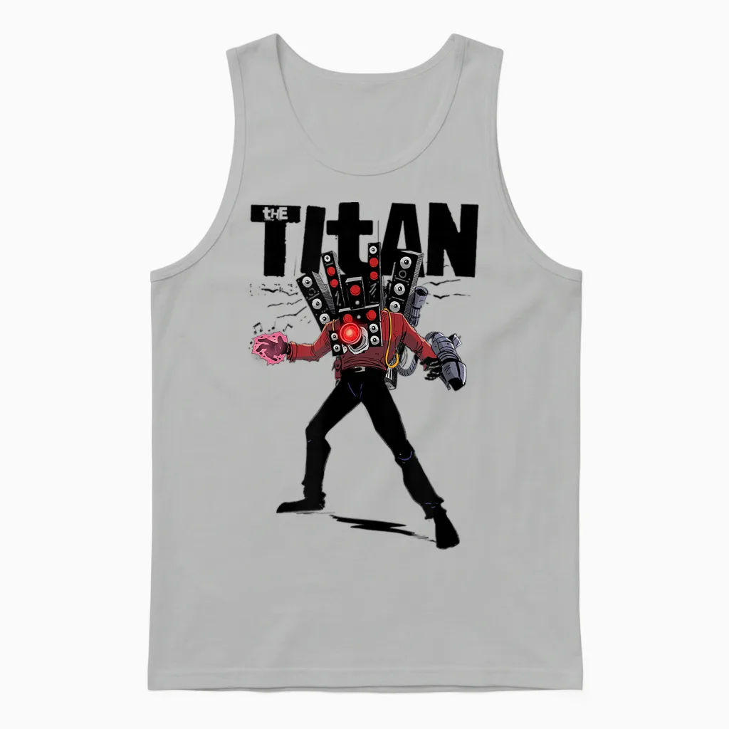 Skibidi Toilet Titan Speakerman High Voltage Unisex Tank Top in Ash
