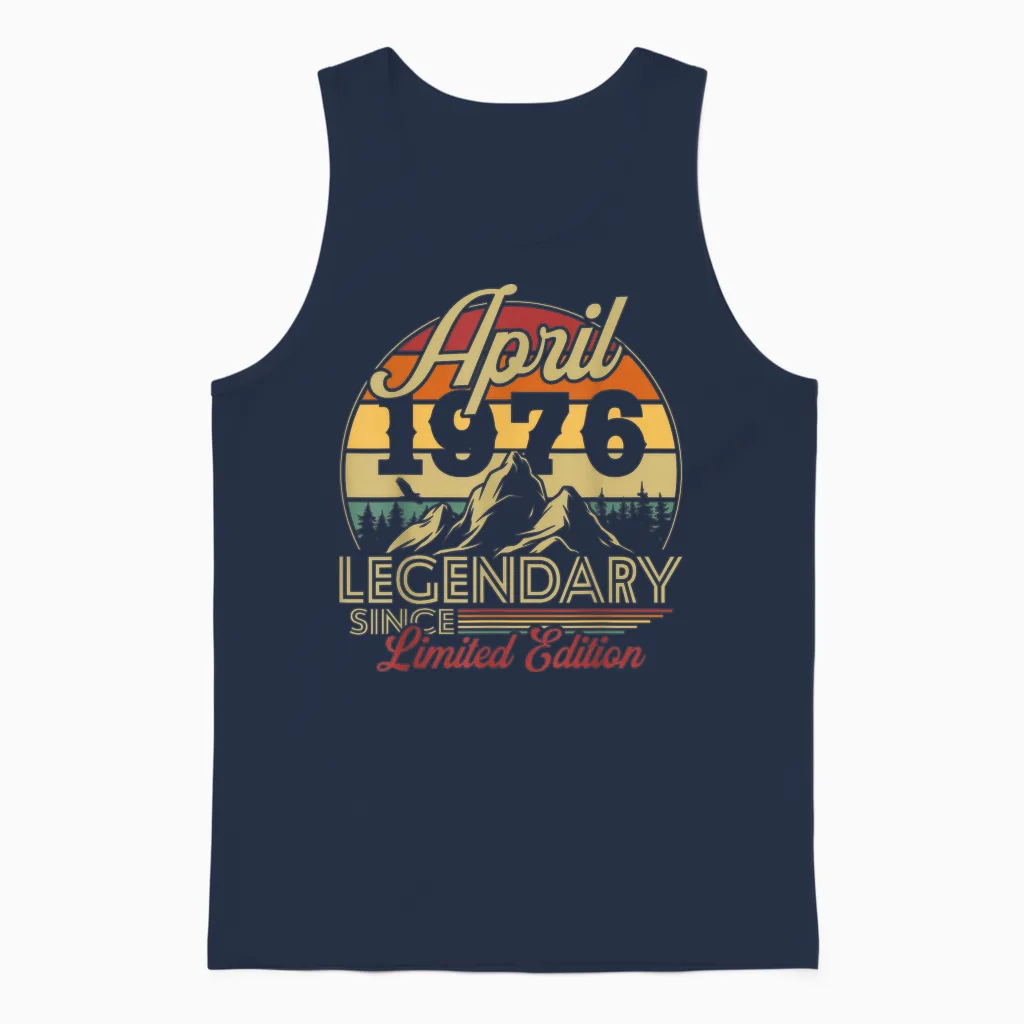 Vintage Cadeau D'anniversaire 50 Ans Pour Né En Avril 1976 Unisex Tank Top in Navy