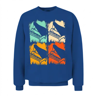 Retro Piano Pop Art Pianist Retro Keyboard Music Unisex Sweatshirt - Royal