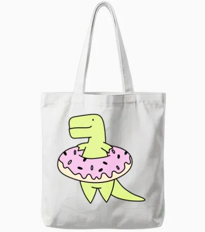 Funny Pizza Dinosaurus Tote Bags - White