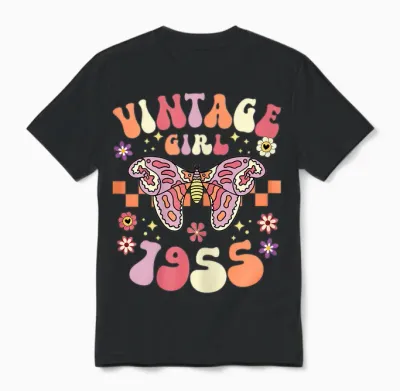 70 Ans Année 1955 Vintage Femme 70eme Anniversaire 1955 Unisex T-Shirt - Black