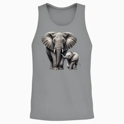 Gentle Giants: Mother and Calf Elephant T-Shirt, Black Unisex Tank Top - Sport Grey