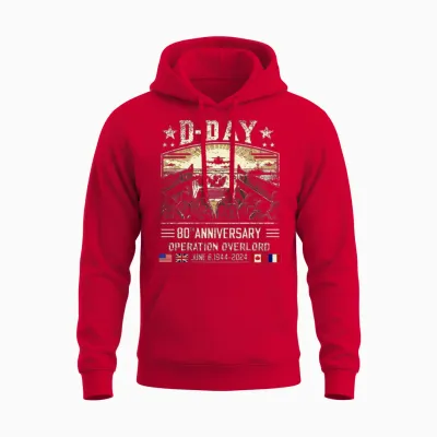 D-Day Dwight D. Eisenhower Quote D Day 80th Annive Unisex Hoodie - Red