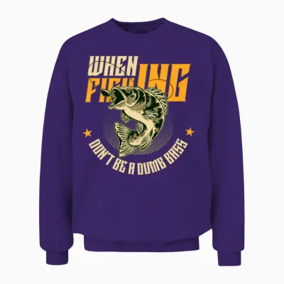 When Fishing Funny Sleeve Unisex Sweatshirt - Purple