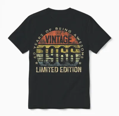 Vintage 1966 Limited Edition 60-Year-Old 60th Birthday Unisex T-Shirt - Black