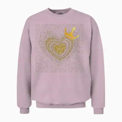 Golden Heart Crowned with a Golden Crown Unisex Sweatshirt - Light Pink