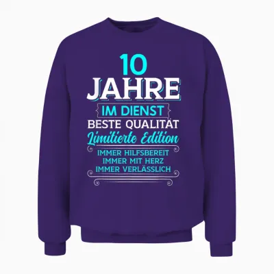 10 Year Service Anniversary Company Anniversary Work Anniversary T-Shirt, Black Unisex Sweatshirt - Purple