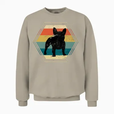 Retro Frenchie Dog Unisex Sweatshirt - Sand