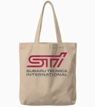 Subaru Tecnica International Sti Distressed Logo Car Brand Tote Bags - Natural