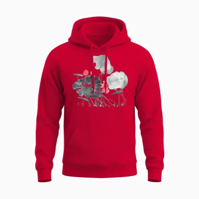 Ink Lotus Unisex Hoodie - Red