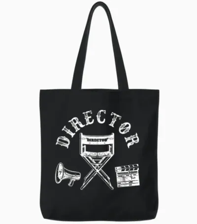 Movie Director Chair and Movie Director Funny T-Shirt, Black, S Tote Bags - Black