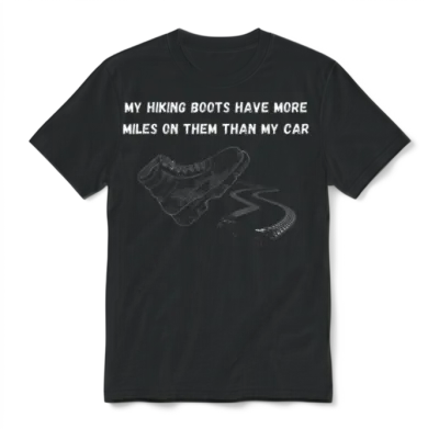 Funny Hiking More Miles Unisex T-Shirt - Black