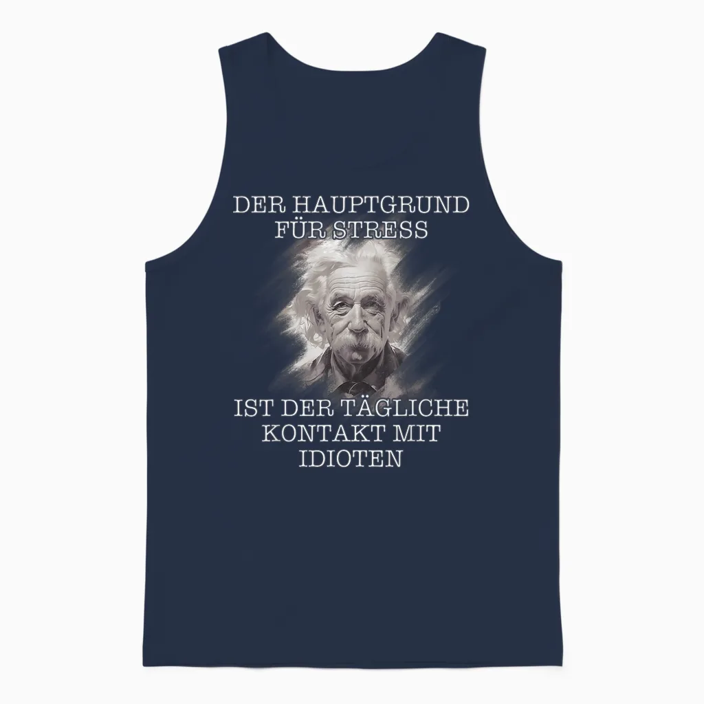 Funny Slogan Design Men's Sarcasm Motif T-Shirt, Black Unisex Tank Top in Navy