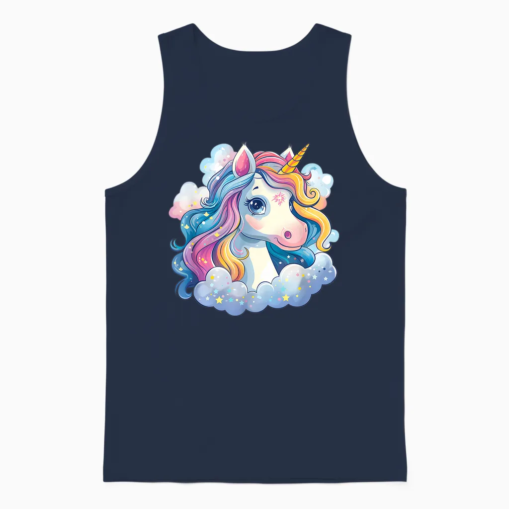 Super Süßes Einhorn Mit Regenbogen Mähne Einhorn Unisex Tank Top in Navy