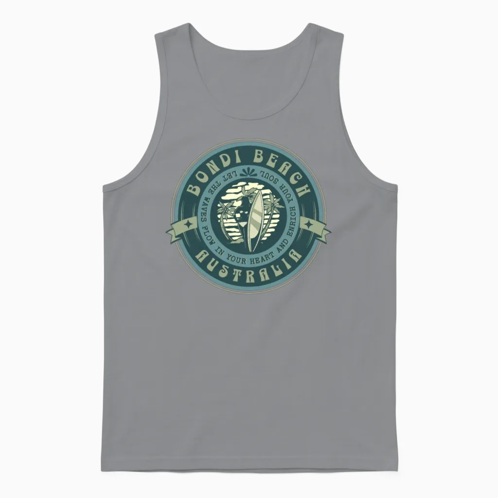 Bondi Beach Surfer Girl Summer & Gift Unisex Tank Top in Sport Grey