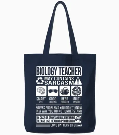 Biology Teacher Sarcasm Funny Gift Biology Teacher Tote Bags - Navy