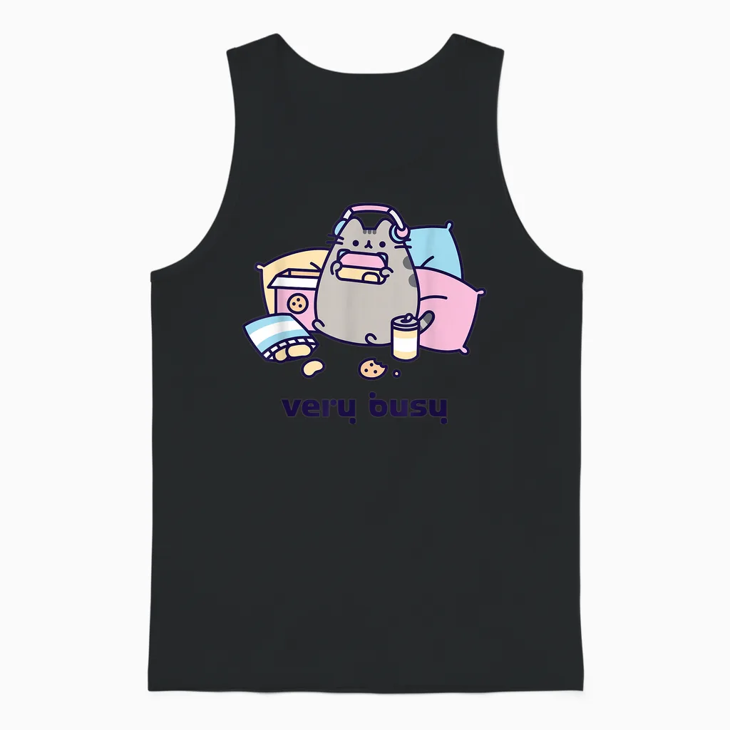 Pusheen Very Busy Gaming Unisex Tank Top in Black
