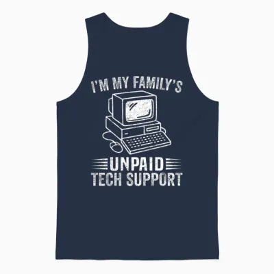 Unpaid Tech Support Family Joke Design Unisex Tank Top - Navy