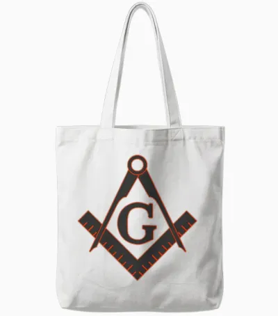 Freemason Square Compasses Combi Grey Orange Tote Bags - White